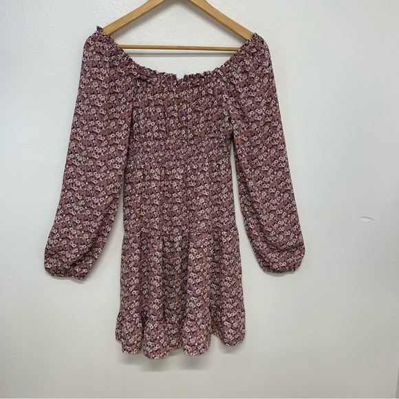 No Comment Purple Dress Small  Empire Ruffle Key Hole‎ Cinch Tie Neckline Fairy - Picture 4 of 10